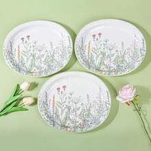 YQQ 50Pcs Wildflower Oval Paper Plates Spring Summer Floral Disposable Party Plates Vintage Garden Botanical Green Leaves Herbs 10 X 12 Dinner Serving Dish PlattersTANGYU - 春色 - 查看 6