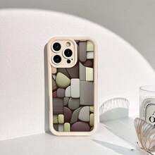 Abstract Geometric Shapes Composition Y2K Luxury Aesthetic Graphic Custom Phone Case For IPhone 16/16 Pro/16 Plus/16 Pro Max 15/14/13/12/11,Slim Fit Shockproof AntiScratch Phone Case With Camera Guard Ideal For Daily Party Use - Màu Đỏ Sâu - Xem 6
