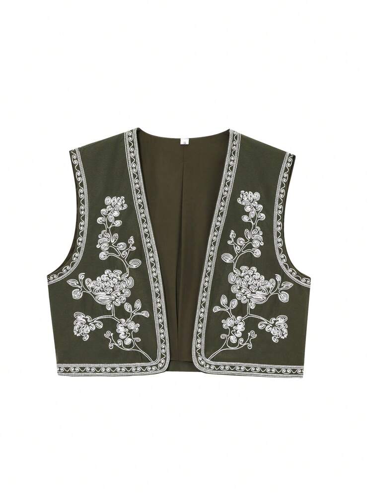 Gilet court boho pour femme 2025 Cardigans d'été Gilets pour femmes Sans manches Top de gilet brodé Manteaux streetwear Gilets pour dames