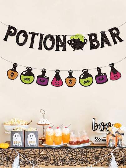 1 pezzo Decorazione festa di Ognissanti, striscioni per bar delle pozioni, striscioni glitterati per latte d'arte, decorazione per feste di vacanza