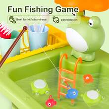 Green Frog Kitchen Play Sink With Running Water Pretend Play Wash-Up Kitchen Sets - Green - View 3
