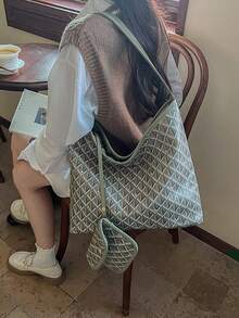 2025 新款花卉印花时尚两件套单肩包套装，带零钱包，适合女性日常使用、度假、旅行、节日、约会礼物