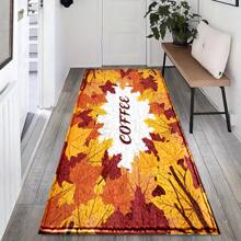 1 buc. Covoraș de baie cu imprimeu de frunze de arțar de toamnă, din imitație de piele întoarsă TPR, cu fund de ușă, covoraș de bucătărie, covoraș de rufe, decor cu atmosferă festivă, decor pentru casă, decor pentru petrecere, decor pentru nuntă, decor pentru sufragerie