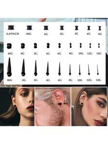 Milacolato 86Pcs Ear Stretching Kit Acrylic Tapers And Plugs Spiral Tapers Silicone Tunnels Ear Gauges Expander Set Ear Stretching Starter 14G-00G Body Piercing Jewelry Set - Nhiều màu - Xem 4