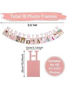 1 Set Happy Birthday Photo Frame Banner, Birthday Party Supplies Happy Birthday Banner - Multicolor - View 3