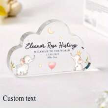 Presente Personalizado de Batizado Placa Acrílica em Formato de Nuvem com Animais, Lembrança Personalizada com Nome, Data, Menino ou Menina, Presente de Batismo