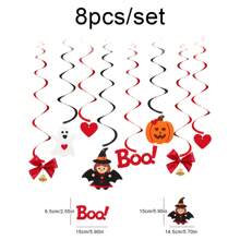 Halloween 3D Pumpkin, Ghost, Bat, Bell, Witch, Spiral Hanging Decorations, Cute Ghoul Party Backdrop Wall Decor, Banner Pennant