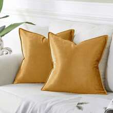 2pcs Solid Color Flange Decor Dutch Velvet Cushion Cover (Pillow Core Not Included), Multiple Colors Available