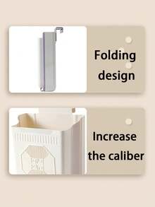 1 件可折叠悬挂垃圾桶，垃圾袋架，适用于厨房橱柜门、浴室、家庭、办公室、汽车、宿舍，时尚灰白配色，欧美时尚设计