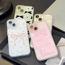 Transparent TPU Material Pink Bow Pattern Case Cover For IPhone XR 11 12 13 14 15 16 Pro MAX 14 15 16 Plus Redmi A2 A3 10C 12C 13C Poco X3 X5 X6 Note 8 9 10 11 12 A04 A05 A15 A23 A32 A34 A35 A50 A52 A55 A72 Moto G04 G7 G15 G22 G32 G35 G52 G53 G60 G84