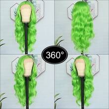13X4 Free Part Black Green Highlights Body Wave Lace Front Wigs Pre Plucked Soft Long Wavy Hair Wigs Heat Resistant Wave Wigs Glueless Christmas Wig Long Wavy Synthetic Lace Front Wigs For Women Perfect For Daily Wear & Parties - màu xanh lá - Xem 7