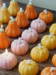 1 pieza Vela con aroma a calabaza en forma de calabaza, adecuada para decoración de Halloween, decoración del hogar, fiestas, mesa de comedor, regalo festivo, cena, banquete/fiesta, relajación/meditación, iluminación ambiental
