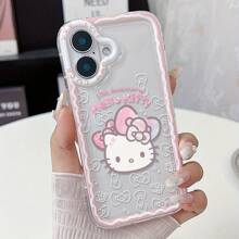 1pc Cute Sanrio White Bow Cat Anti-Fall Soft Glue Mobile Phone Case Applicable To Apple 16/15/14/12/11/7/8/7 Plus/8 Plus/XS Max/XS/X/XR