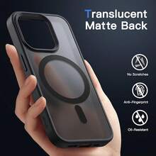 JETech Magnetic Case For IPhone 15 Pro 6.1 Inch Compatible, Slim Matte Translucent Back Shockproof Cover (Black) - 黑色 - 查看 4