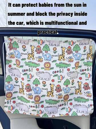 1 st/2 st bilbarnstol tecknad solskyddsgardin, fordonsmonterad sugkoppstyp sidofönster solskyddsgardin för avskildhet