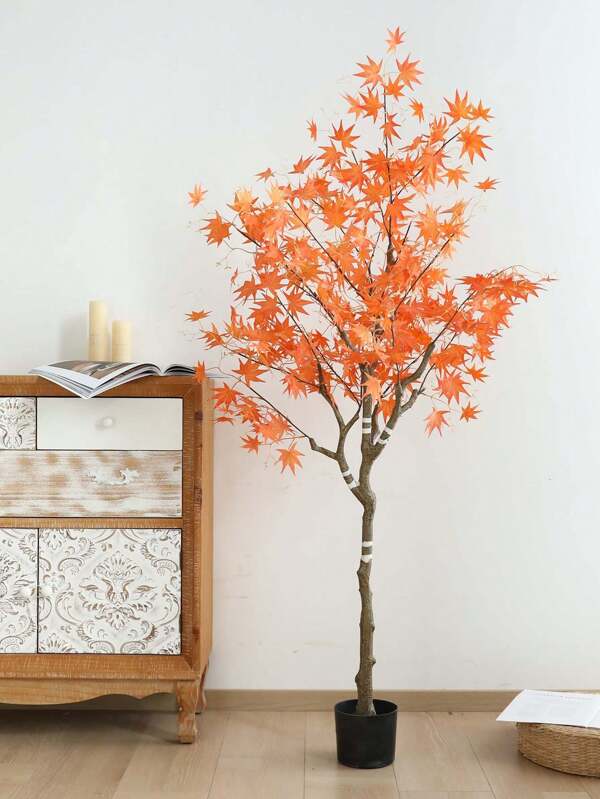 165cm/64.94inch Simulated Tree, Red Maple Tree, Potted Plant, Fake Green Plant, Simulated Tree Landscape, Bonsai Decoration, Halloween Decoration