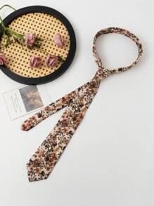 1 pieza Corbata de seda sintética con estampado floral vintage para hombre, accesorio elegante de vestir casual para uso diario