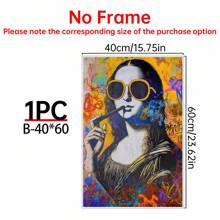 Art Decor Modern Mona Lisa Canvas Print, Fashion Theme Retro Portrait Wall Art, Frameless Ink Artwork, Indoor Hanging Decor Poster For Living Room, Bedroom, Home Office - Basquiat-Inspired Watercolor Design Gifts Birthday Graduation