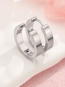 1pair/2pieces Smooth Stainless Steel Minimalist Earrings Women Charm Earings Jewelry