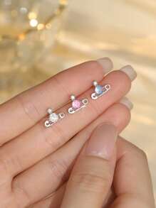 1 pieza Pendientes de plata de ley 925 con circonita, pendientes decorativos creativos y personales con un toque elegante, adecuado para uso diario de las mujeres, regalo para el Día de la Madre/Novia/San Valentín