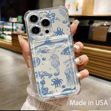 Funda transparente para teléfono con ranura para tarjetas, compatible con phone 16, 15, 14, 13, 12 y 11 - Colores mixtos 1 - Ver 3