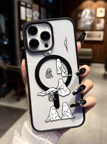 1 pieza Funda de teléfono magnética inalámbrica con carga creativa personalizada de acrílico y antideslizante, adecuada para 16 15 14 13 12 11 Pro Max, funda de teléfono transparente