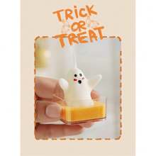 1pc Halloween Pumpkin & Ghost Scented Candle, White Smokeless, Suitable For Home, Pool, Bar, Gifts, Birthday Celebration Party, Wedding Decoration And Emergency. Halloween, Ghost Festival, Autumn, Holiday, Christmas, Winter, Holiday, Festival, Room Decor, Gift, Handmade, Size: 1.65in*1.45in Home Decor Halloween Decor