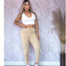 Women's Favorite BENGALINE Jogger Pants - Beige - View 3
