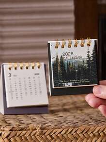 Mini 2026 Desk Calendar, Creative Landscape Calendar, Student Note Desktop Ornaments, Suitable For Home, School Season, Back To School Rewards, Etc.