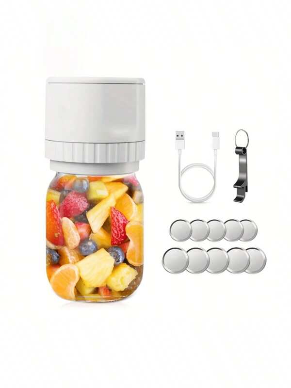 1 Set, Electric Mason Jar Vacuum Sealer - Wireless Vacuum Sealer For Wide-Mouth And Regular-Mouth Mason Jars - Canning Vacuum Sealer - Mason Jar Vacuum Sealer For Food Storage And Fermentation, 1200mAh Battery