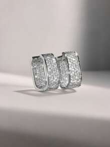 1 Pair Luxury Elegant Geometric Square Stud Earrings, Fashion Versatile Suitable For Banquets, Parties & Occasions