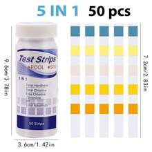 5/6/7in1 50/100 Strips Water Quality Test, Multi-Functional Swimming Pool And SPA Test Strips, Hot Tub Test Strips For Accurately Measuring PH, Hardness, Total Chlorine, Total Alkalinity, Cyanuric Acid And Bromine,Easy To Monitor Pool Water Quality,For Garden Pool Cleaning,For Hot Tubs And Spas - Multicolor - View 10