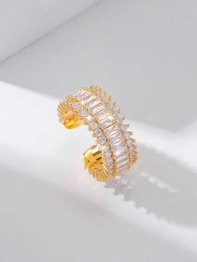 1pc Adjustable Square Zirconia Wedding/Bride Ring