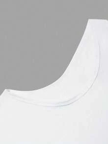 Men's Narrow Shoulder Coconut Tree & Letter Double-Sided Print Tank Top - White - View 5