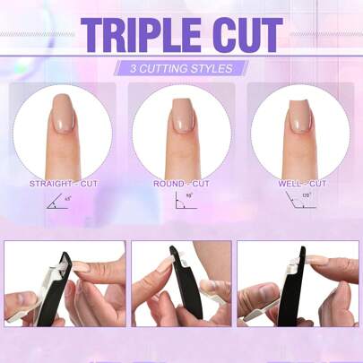 2pcs Portable Manicure Scissor Set - Professional French Manicure Straight Nail Scissors, U-Shaped Nail Clipper, Nano Glass Nail File, Nail Trimming Tool