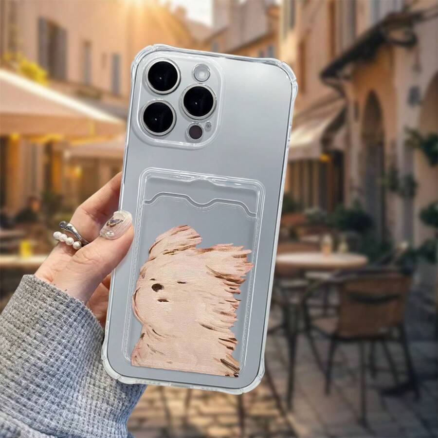 Funda transparente con ranura para tarjeta, compatible con phone 16, 15, 14, 13, 12 y 11 - Blanco - Ver 1