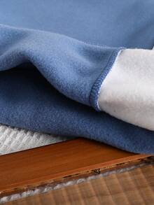 幼儿卡通印花保暖圆领运动衫和裤子套装 - 藍色 - 查看 7