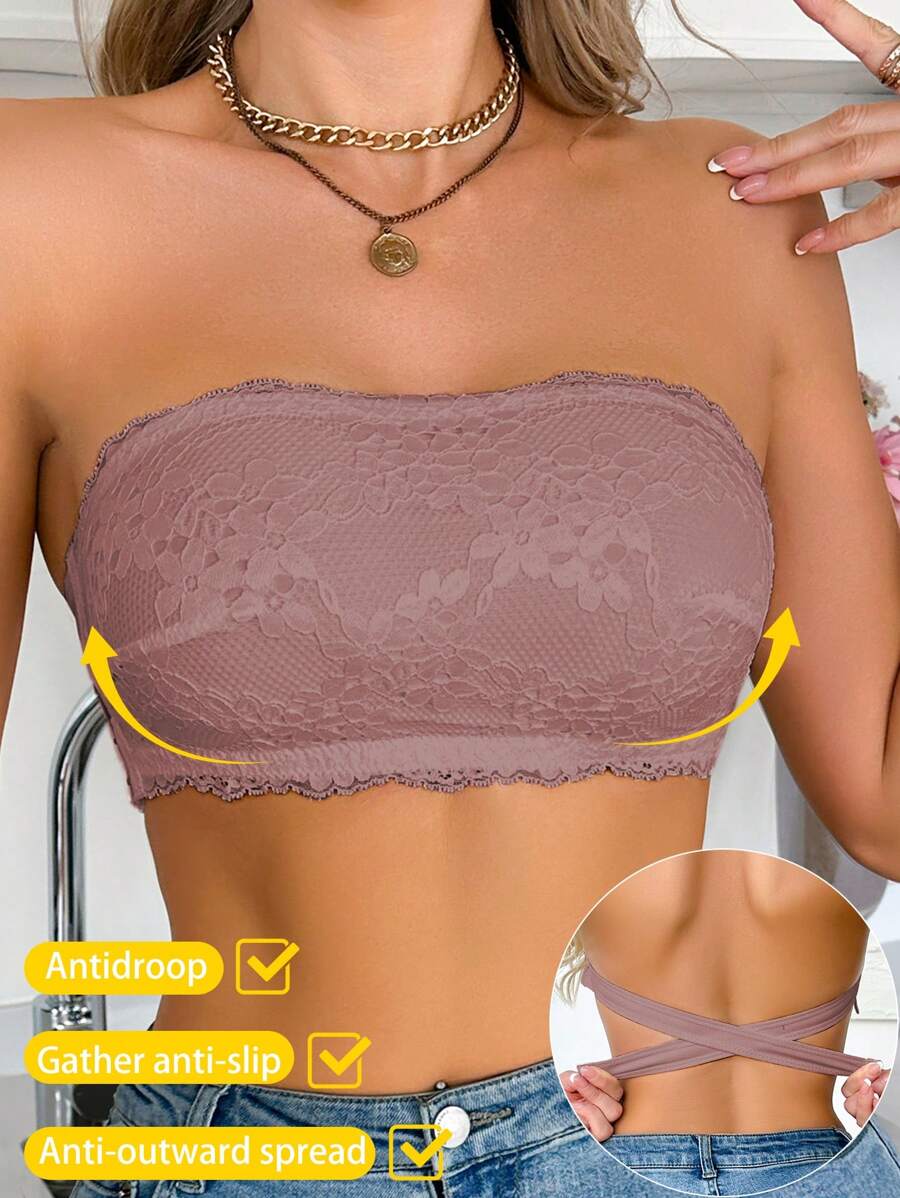 Women's Front Closure Simple Fitted Casual Wireless Bra - Brown - View 1