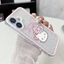 1pc Cute Sanrio White Bow Cat Anti-Fall Soft Glue Mobile Phone Case Applicable To Apple 16/15/14/12/11/7/8/7 Plus/8 Plus/XS Max/XS/X/XR