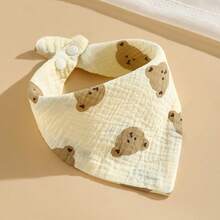 3 件装柔软透气婴儿围兜，带有可爱的小熊和心形图案，多用途口水围兜，适合男婴和女婴，婴儿必备配件 - 彩色 - 查看 6