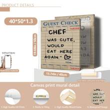 1pc Unframed Guest Check Fa Wall Art, Chef Is Lovely Would Eat Here Again, This Must Be The Place, Guest Check, Red Chef Art Prints, Posters Guest Check, Canvas Wall Decor For Living Room, Bedroom Posters,Wall Art,Room Decoration Stuff,Modern,Quotes(Optional Frame)