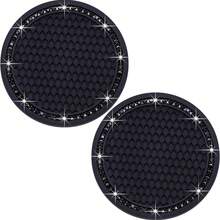 2pcs Car Coasters Round Diamond Non-Slip Silicone Coasters - Pink - View 12