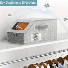 1/2 PCS Stackable Foldable Baseball Cap Holder Box With Solid Lid - Space Saving Wardrobe Organizer With Transparent Window For Easy Viewing, Durable Material - Suitable For Stacking Baseball Caps & Hats - Unisex For Closet, Shelf, Under Bed Storage - Wardrobe Organization And Storage - Multicolor - View 6