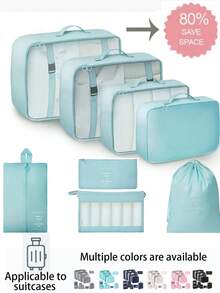 9-1 件大容量旅行收纳袋，防水便携式收纳袋，适用于衣服、裤子、鞋子、袜子、行李箱收纳，波西米亚风 - 彩色 - 查看 29
