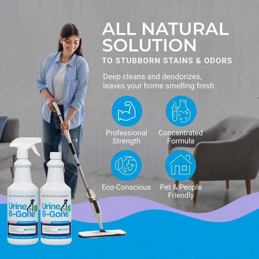Urine B-Gone, Professional Enzyme Odor Eliminator & Pet Stain Remover, Human, Cat & Dog Urine Cleaner, Effective On Laundry, Carpets & More, Lavender Scent, 32oz, Pack Of Two,6481966 - 青檸色 - 查看 1