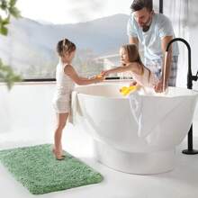 TECHMILLY Super Soft Shaggy Bathroom Rugs, Absorbent Thick Non Slip Microfiber Bath Rugs, Quick Dry Machine Washable Bath Mat For Bathroom Floor, Bathtub And Shower 17"X24"