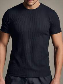 Kit 2 Basic Casual Textured T-Shirt Straight Textured Premium Mesh - BLACK AND RED - View 5