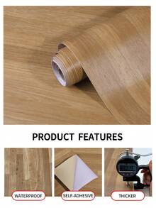 1 Roll Light Color Vintage Wood Grain Contact Paper, Waterproof Self-Adhesive Removable Wood Grain Wallpaper For Wall, Cabinet, Countertop Decoration (15.76*197in) - Multicolor - View 8