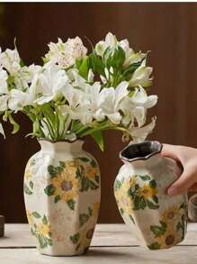 Wazon ceramiczny Vintage Ice Cracked, lekka luksusowa dekoracja wiejska, kompozycja kwiatowa odżywcza wodą do salonu, dekoracja z suszonych kwiatów, kwiaty lotosu, satysfakcjonujący prezent