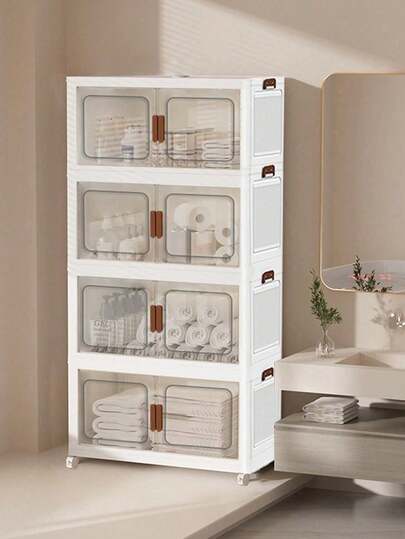 45cm/4layers Folding Storage Box, Large Double -Opening Storage Box, Large Storage Boxes With Lids And Wheels, Storage, Snacks, Toys And Books, Outdoor Foldable Storage Boxes